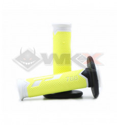 Piece Poign&eacute;es PROGRIP 788 JAUNE FLUO / BLANC / NOIR de Pit Bike et Dirt Bike