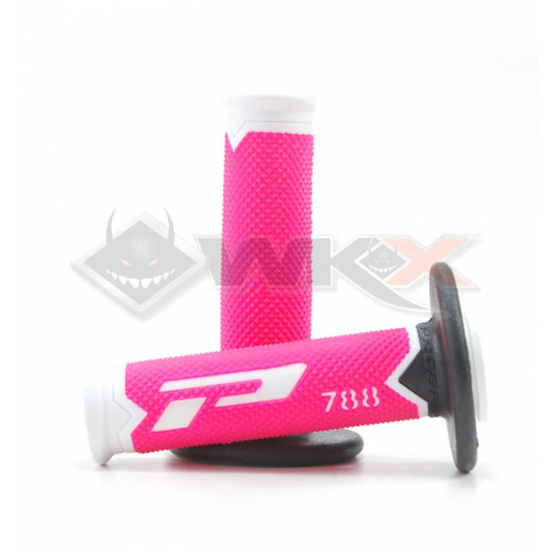Piece Poign&eacute;es PROGRIP 788 ROSE / BLANC / NOIR  de Pit Bike et Dirt Bike