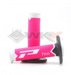 Piece Poign&eacute;es PROGRIP 788 ROSE / BLANC / NOIR  de Pit Bike et Dirt Bike