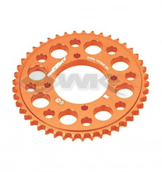 Piece Couronne aluminium YCF axe 75mm 43 dents 420 ORANGE de Pit Bike et Dirt Bike