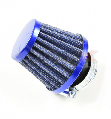 Piece Filtre &agrave; air cornet acier 38mm BLEU de Pit Bike et Dirt Bike