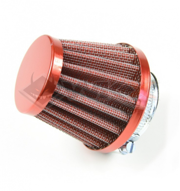 Piece Filtre &agrave; air cornet acier 38mm ROUGE de Pit Bike et Dirt Bike