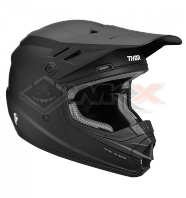 Piece Casque enfant THOR Sector Solid taille YL NOIR MAT de Pit Bike et Dirt Bike