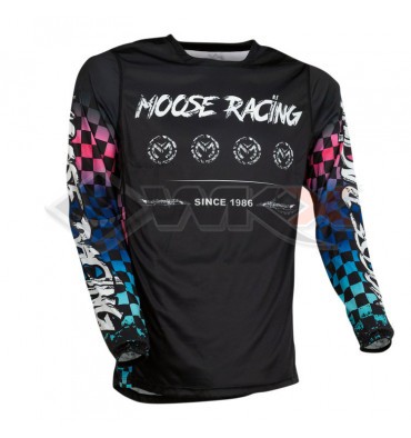 Piece Maillot MOOSE RACING M1 NOIR/BLEU/ROSE taille L de Pit Bike et Dirt Bike
