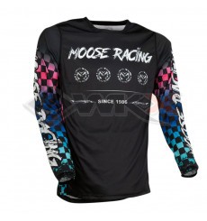 Piece Maillot MOOSE RACING M1 NOIR/BLEU/ROSE taille L de Pit Bike et Dirt Bike