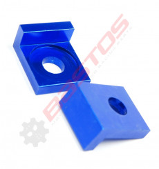 Piece Tendeur de chaine carr&eacute; 12mm BLEU de Pit Bike et Dirt Bike