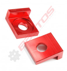 Piece Tendeur de chaine carr&eacute; 15mm ROUGE de Pit Bike et Dirt Bike