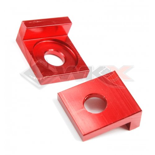 Piece Tendeur de chaine carr&eacute; 15mm ROUGE de Pit Bike et Dirt Bike