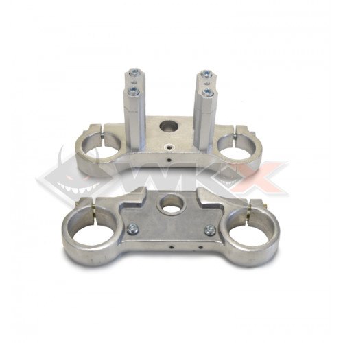 Piece T&eacute;s de fourche 45 / 48 aluminium et pontets de guidon de Pit Bike et Dirt Bike