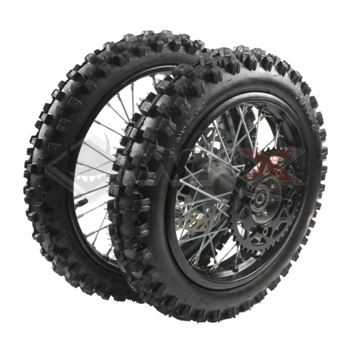 Piece Set de roues avant 14' + arri&egrave;re 12' axe 15mm de Pit Bike et Dirt Bike