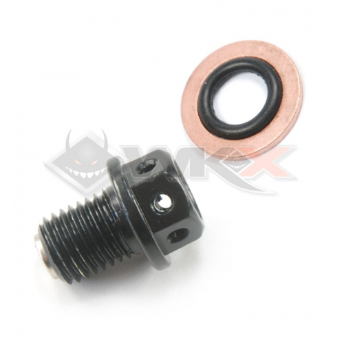 Piece Bouchon vidange aimant&eacute; NOIR de Pit Bike et Dirt Bike